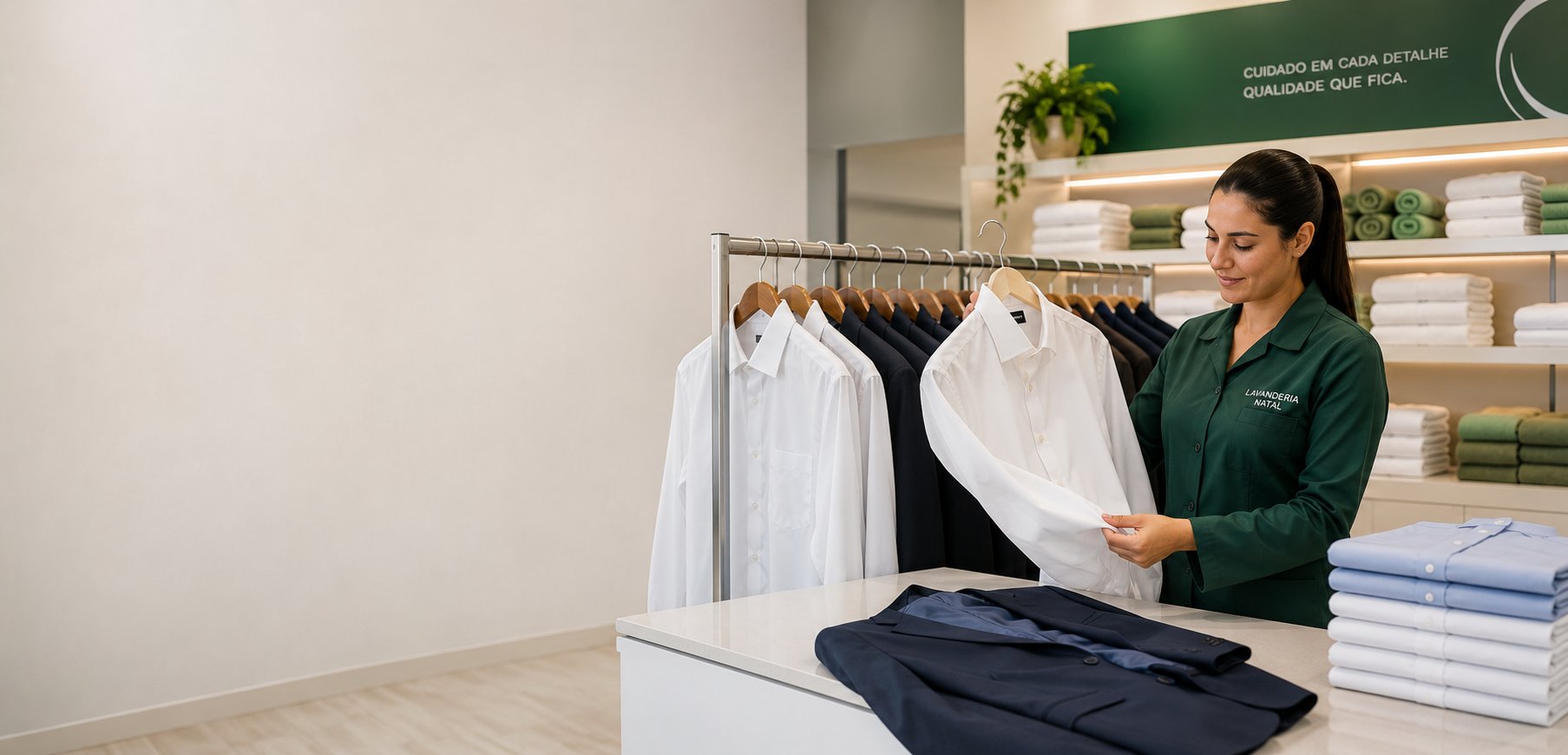 Roupas sociais passadas e organizadas